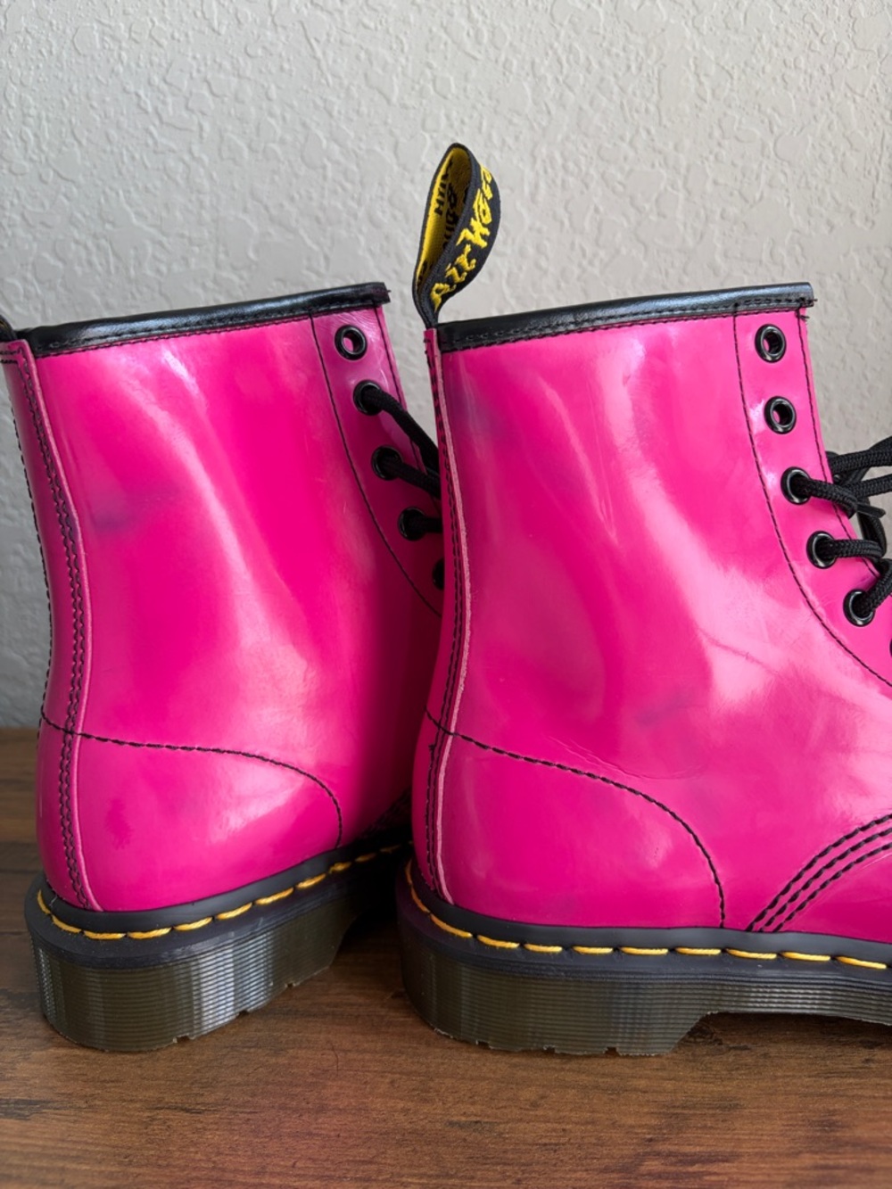 Dr. Martens Hot Pink Lace-Up Combat Boots - Picture 4 of 7